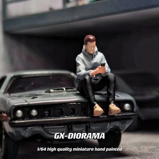 GX-DIORAMA Diorama 1/64 Scale Figurines Model Sitting Posture & Bowing Head Collection Miniature Hand-painted