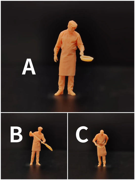 1/64 1/43 Scale Model Resin Chef Frying Pan with Shovel Uncolored Miniature Diorama Hand-painted T628 T629