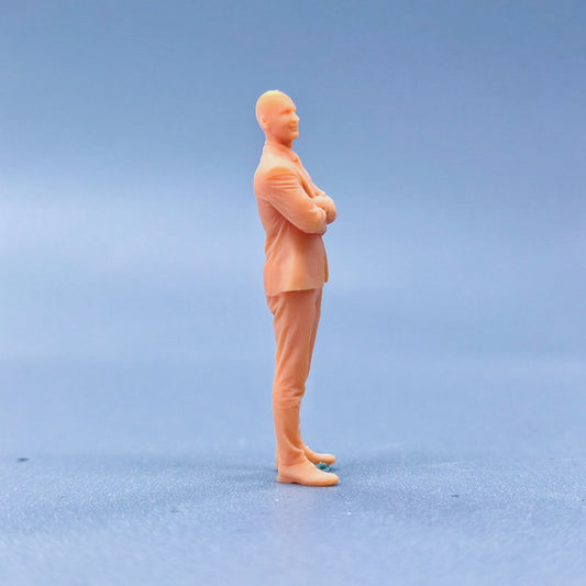 1/64 1/43 Figurines Scale Model Resin Wearing A Suit and Tie Bald Man Uncolored Miniatures Diorama Hand-painted  L314