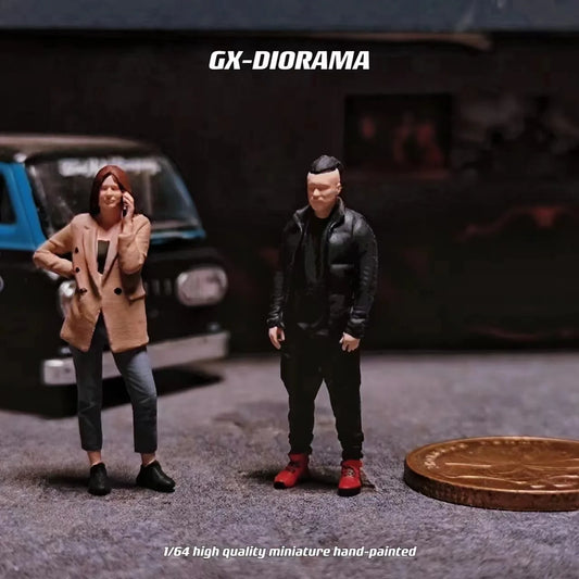 GX-DIORAMA Diorama 1/64 Scale Figurines Model Waiting for You To Call Realistic Characters Collection Miniature Hand-painted