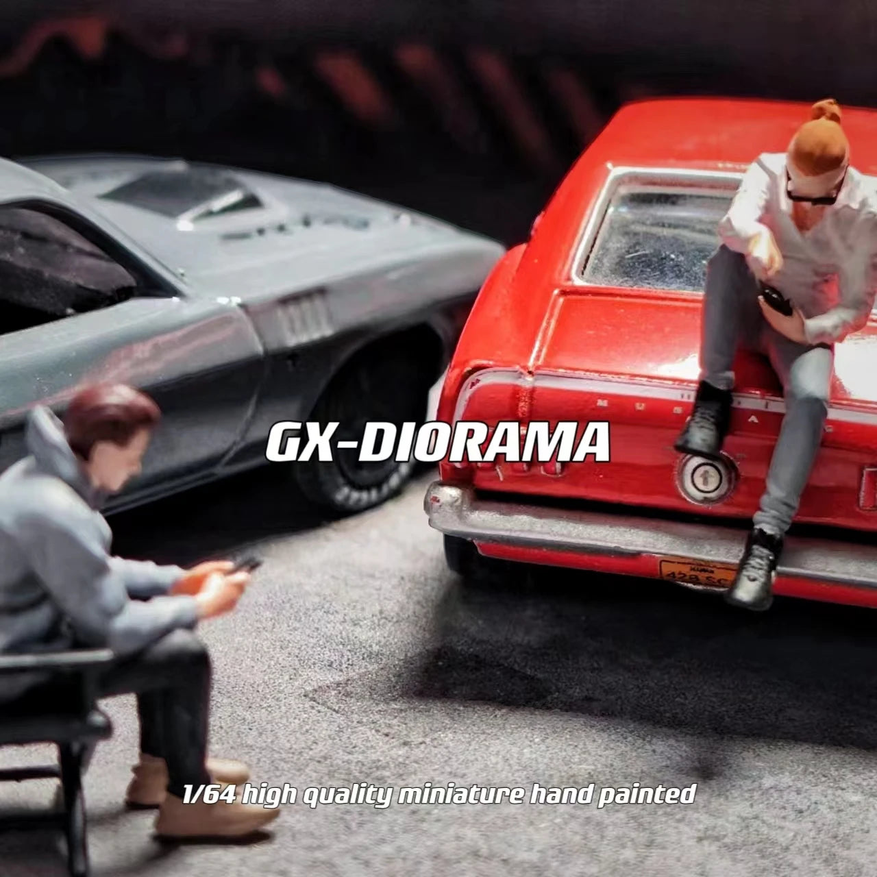 GX-DIORAMA Diorama 1/64 Scale Figurines Model Sitting Posture & Bowing Head Collection Miniature Hand-painted