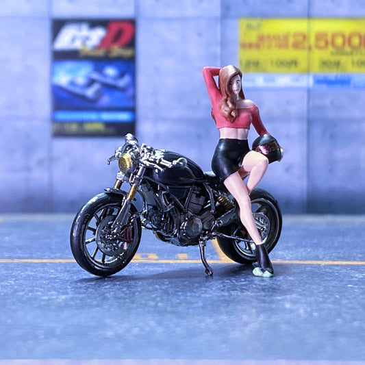 EHC Model 1/64 Puppet Sexy Female Cyclist+Ducati Motorcycle SCRAMBLER Realistic Character Series