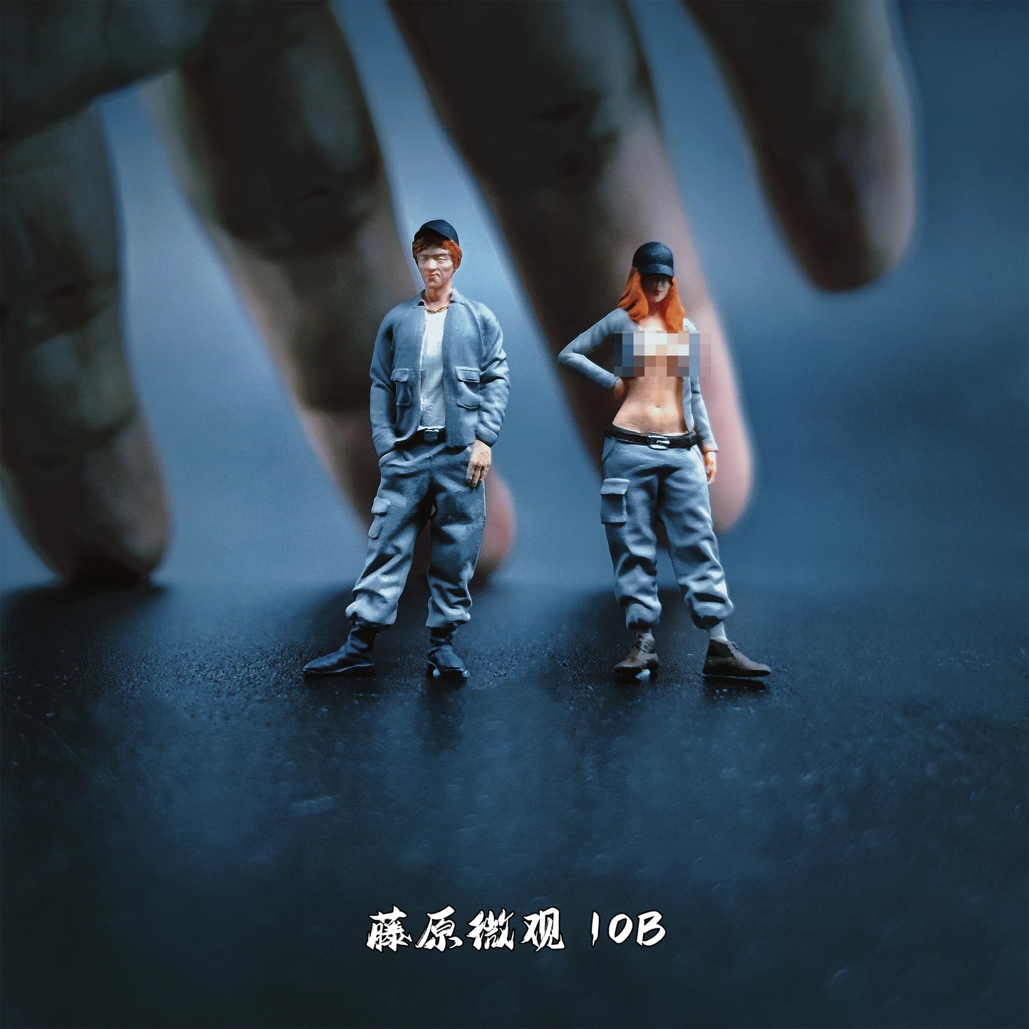 Fujiwara Miniature Diorama 1/64 Scale Figurines Model No.10B Two Modification Engineers Collection Miniature Hand-painted