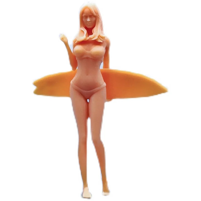 1/64 1/43 Figurines Scale Model Resin Surfboard Girl Uncolored Miniatures Diorama Hand-painted V033