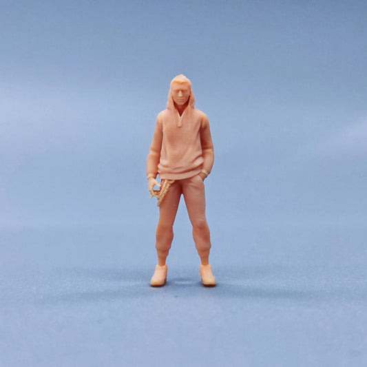 1/64 1/43 Figurines Scale Model Resin Chain Pants Hooded Sweater Man Uncolored Miniatures Diorama Hand-painted T819