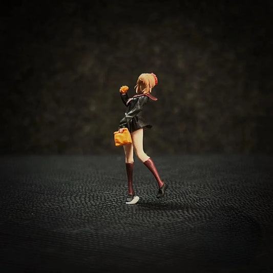 LP.Mini World Diorama 1/64 Scale Figurines Model Student Uniform Girl Eating Collection Miniature Hand-painted