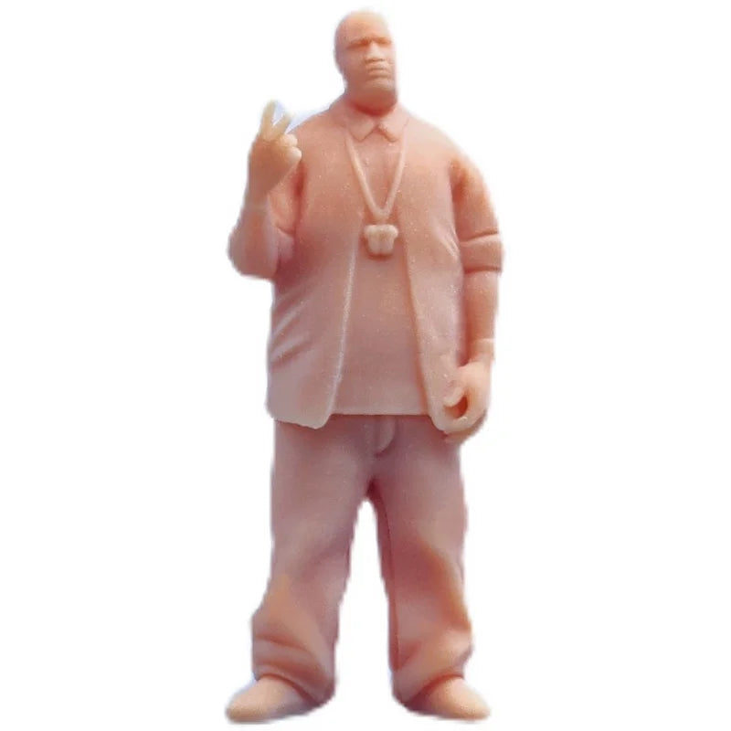 1/64 1/43 Figurines Scale Model Resin Bald Hip-hop Man Uncolored Miniatures Diorama Hand-painted V322