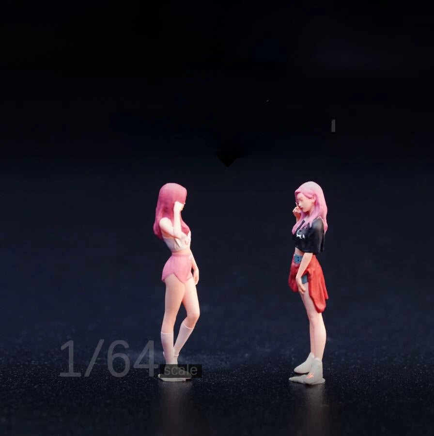 SZ Produced Diorama 1/64 Scale Figurines Model Pink Spicy Girl Collection Miniature Hand-painted