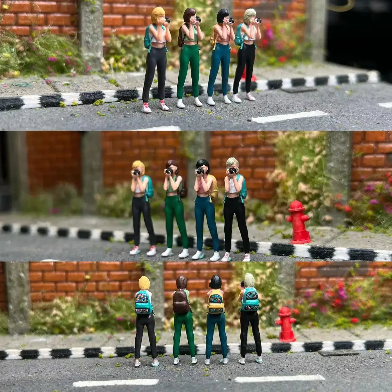 LP.Mini World Diorama 1/64 Scale Figurines Model Girls Taking Photos Collection Miniature Hand-painted