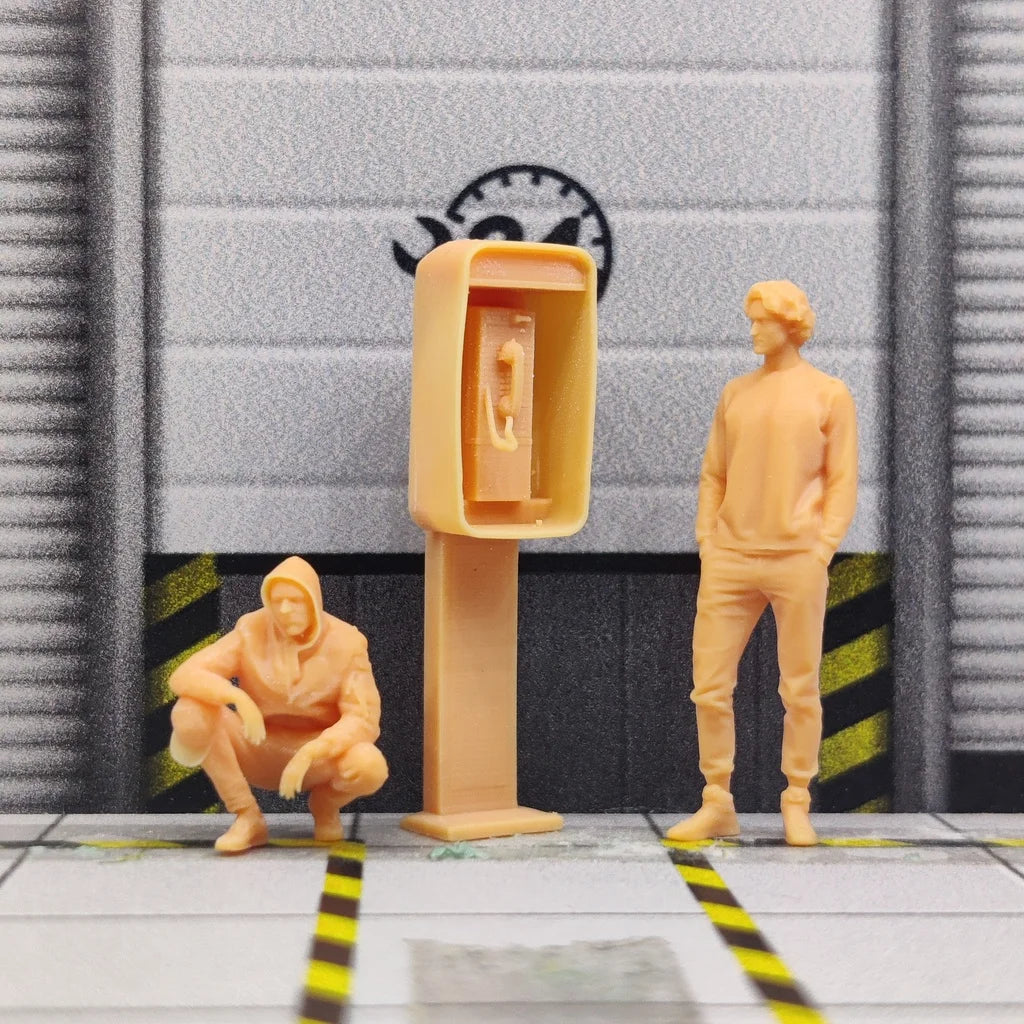 1/64 1/43 Scale Model Resin Telephone BoothUncolored Miniature Diorama Hand-painted T133