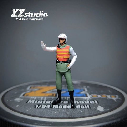 Zz Studio Diorama 1/64 Scale Figurines Model Traffic Police Command Parking Collection Miniature Hand-painted