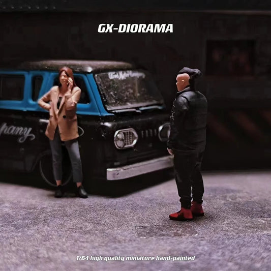 GX-DIORAMA Diorama 1/64 Scale Figurines Model Waiting for You To Call Realistic Characters Collection Miniature Hand-painted