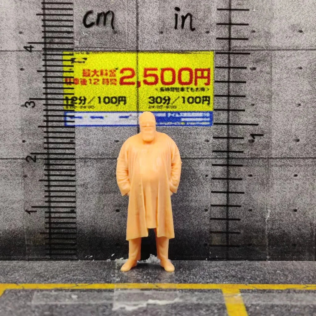 1/64 1/43 Scale Model ResinBig Fat Man with Big BeardUncolored Miniature Diorama Hand-painted S111