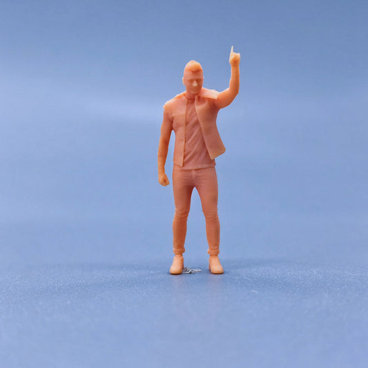 1/64 1/43 Figurines Scale Model Resin Middle Aged Man Holding Up His Fingers Uncolored Miniatures Diorama Hand-painted  L211