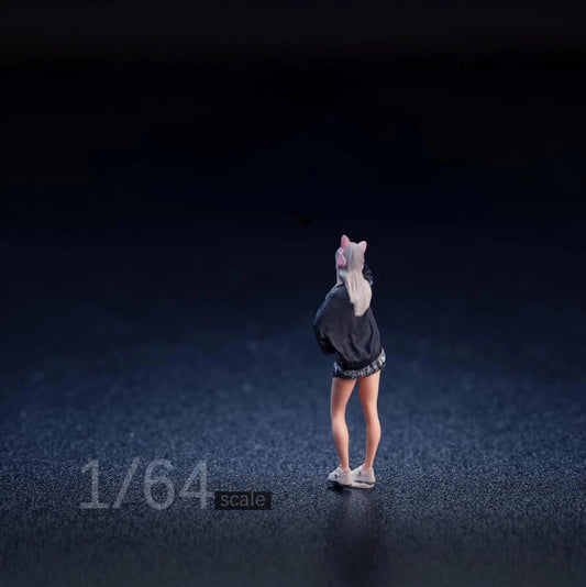 SZ Produced Diorama 1/64 Scale Figurines Model Cat Ear Girl Collection Miniature Hand-painted