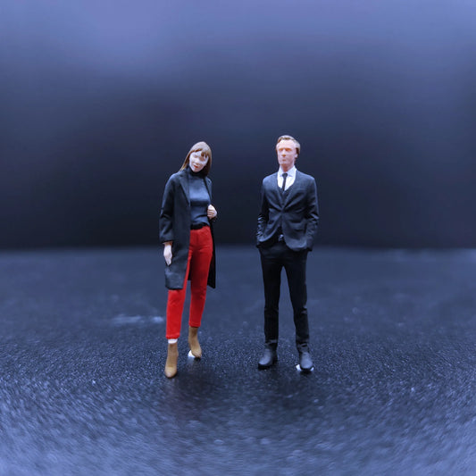 Lucky Studio Diorama 1/64 Scale Figurines Model Men in Suits and Women in Red Pants Collection Miniature Hand-painted