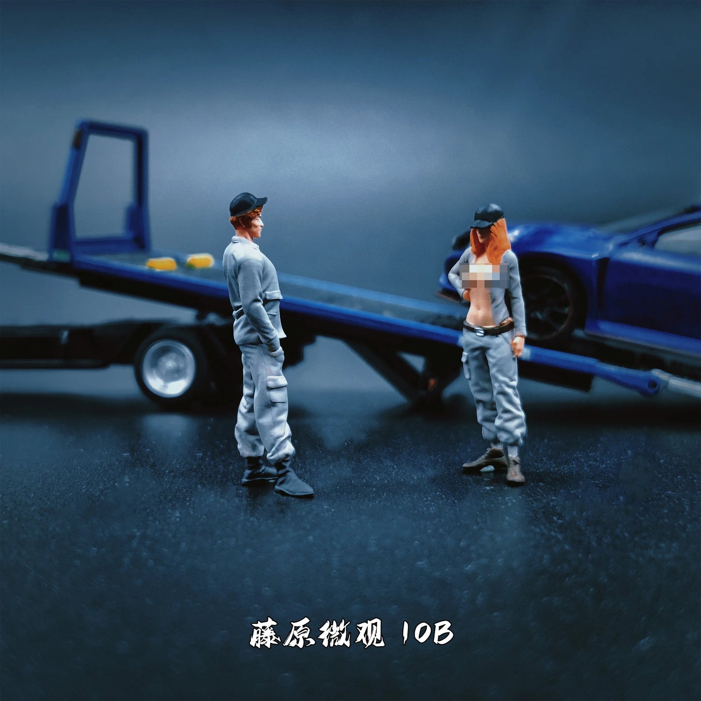 Fujiwara Miniature Diorama 1/64 Scale Figurines Model No.10B Two Modification Engineers Collection Miniature Hand-painted