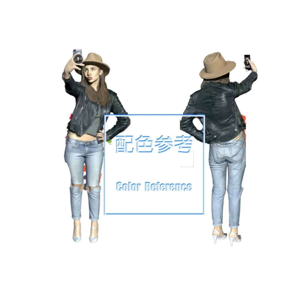 1/64 1/43 Scale Model Resin Tudu Hat Selfie (female)Uncolored Miniature Diorama Hand-painted S916