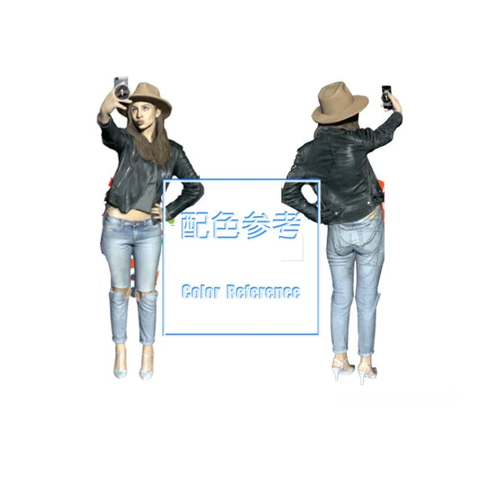 1/64 1/43 Scale Model Resin Tudu Hat Selfie (female)Uncolored Miniature Diorama Hand-painted S916