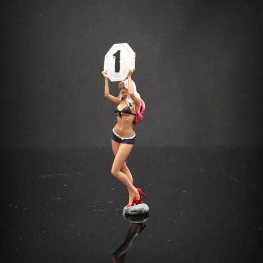 LP.Mini World Diorama 1/64 Scale Figurines Model Racing Ring Girl Collection Miniature Hand-painted