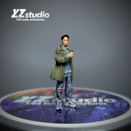 Zz Studio Diorama 1/64 Scale Figurines Model Lazy Coffee Style Handsome Man Collection Miniature Hand-painted