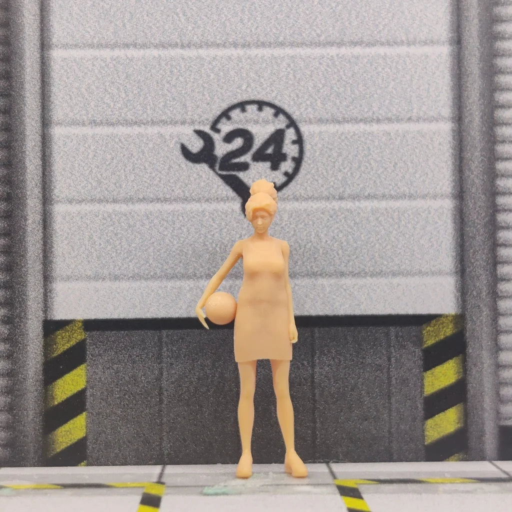 1/64 Scale Model Resin Girl with Basketball Uncolored Miniature Diorama Hand-painted S924