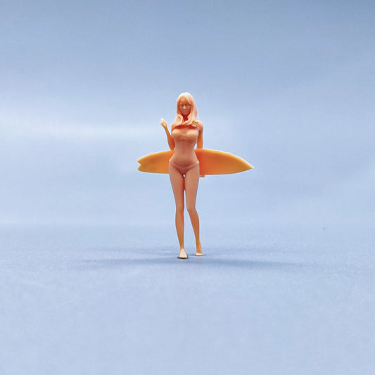 1/64 1/43 Figurines Scale Model Resin Surfboard Girl Uncolored Miniatures Diorama Hand-painted V033