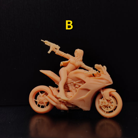 1/64 1/43 Scale Model ResinEscape To Fight Back The MotorcyclistUncolored Miniature Diorama Hand-painted T519 T520