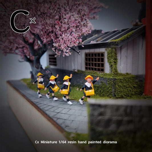 Cx Miniatures  1/64 Scale Figurines Model Little Yellow Hat Quartet Collection Miniature Hand-painted