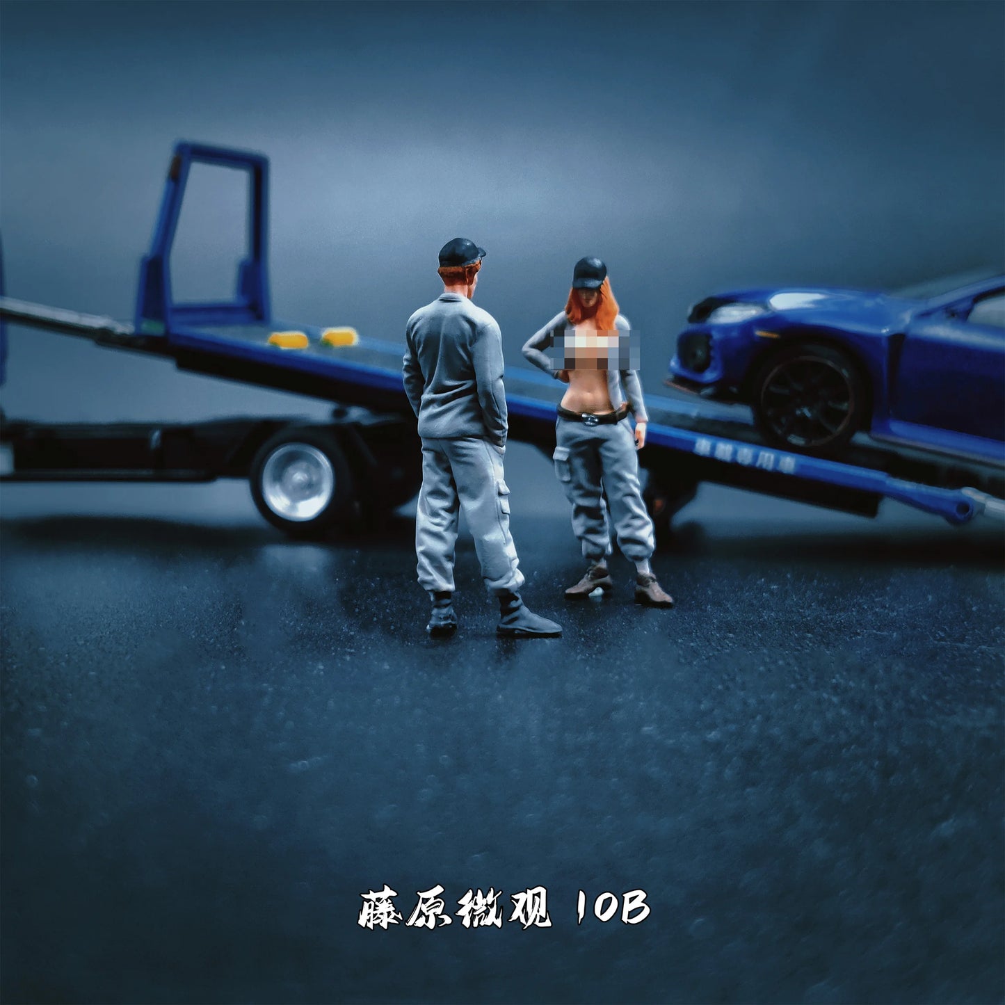 Fujiwara Miniature Diorama 1/64 Scale Figurines Model No.10B Two Modification Engineers Collection Miniature Hand-painted