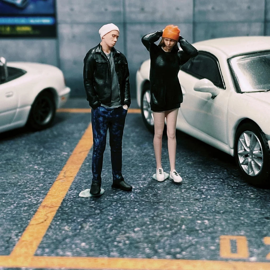 EHC Model 1:64 Scale Figures Woven Hat Men and Women Model Dioramas Diecast Miniature Collection