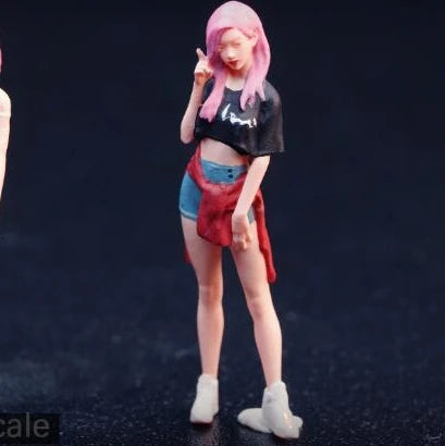 SZ Produced Diorama 1/64 Scale Figurines Model Pink Spicy Girl Collection Miniature Hand-painted