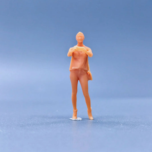 1/64 1/43 Figurines Scale Model Resin Self Portrait with Both Hands, Female Uncolored Miniatures Diorama Hand-painted S203