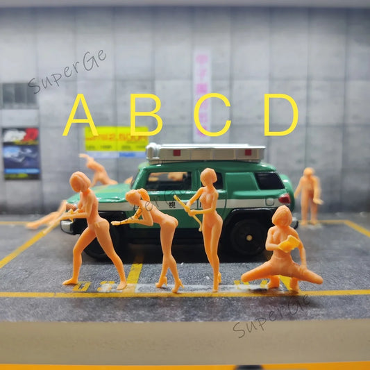 1/64 1/43 Scale Model Resin Car Washing Woman Uncolored Miniature Diorama Hand-painted S013