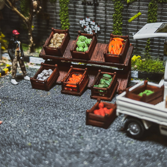 Enheng 1:64 Scene Accessories Vegetable and Fruit Stalls Are Reserved for Collection and Decoration