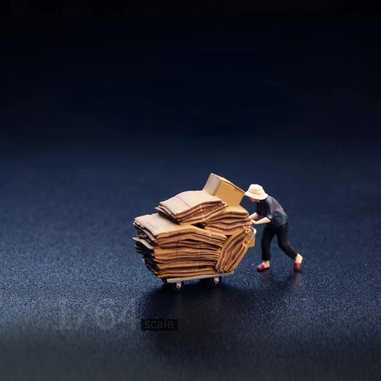 SZ Produced Diorama 1/64 Scale Figurines Model Waste Collecting Grandma Collection Miniature Hand-painted