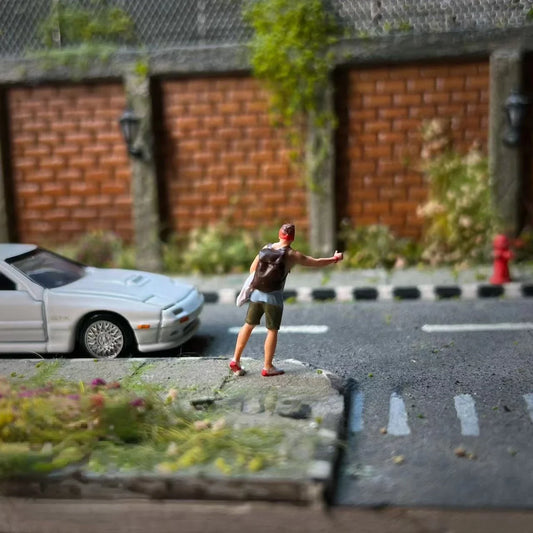 LP.Mini World Diorama 1/64 Scale Figurines Model Stopping Passersby Collection Miniature Hand-painted