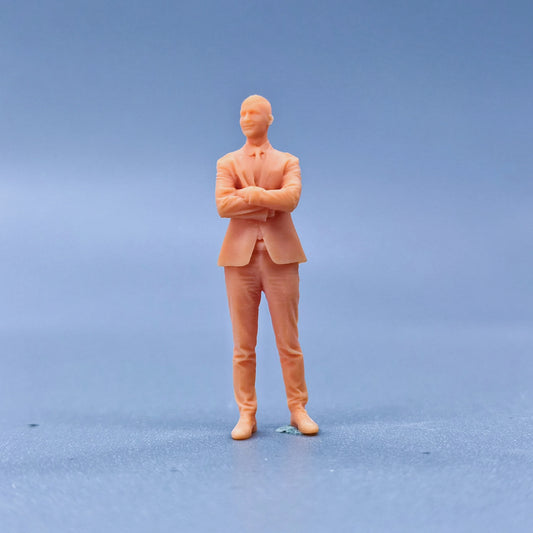 1/64 1/43 Figurines Scale Model Resin Wearing A Suit and Tie Bald Man Uncolored Miniatures Diorama Hand-painted  L314