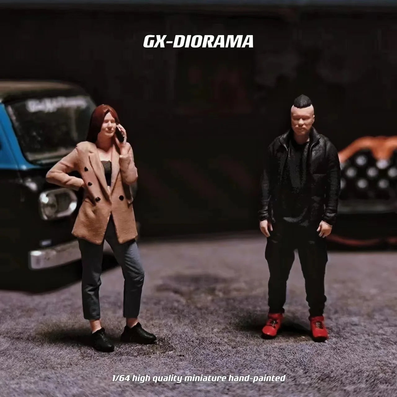 GX-DIORAMA Diorama 1/64 Scale Figurines Model Waiting for You To Call Realistic Characters Collection Miniature Hand-painted