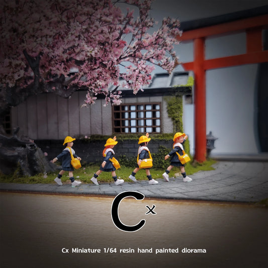 Cx Miniatures  1/64 Scale Figurines Model Little Yellow Hat Quartet Collection Miniature Hand-painted