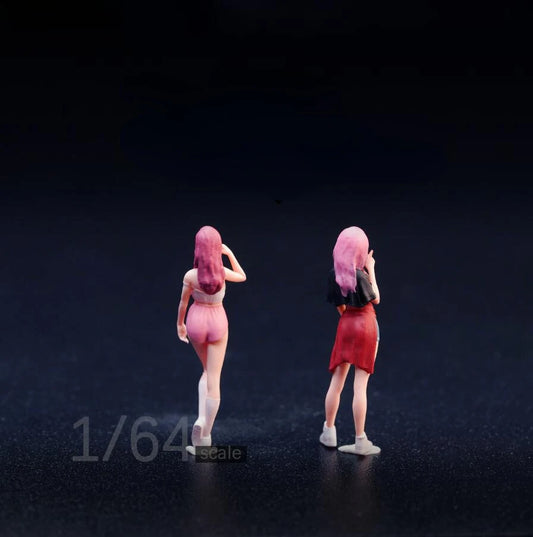 SZ Produced Diorama 1/64 Scale Figurines Model Pink Spicy Girl Collection Miniature Hand-painted