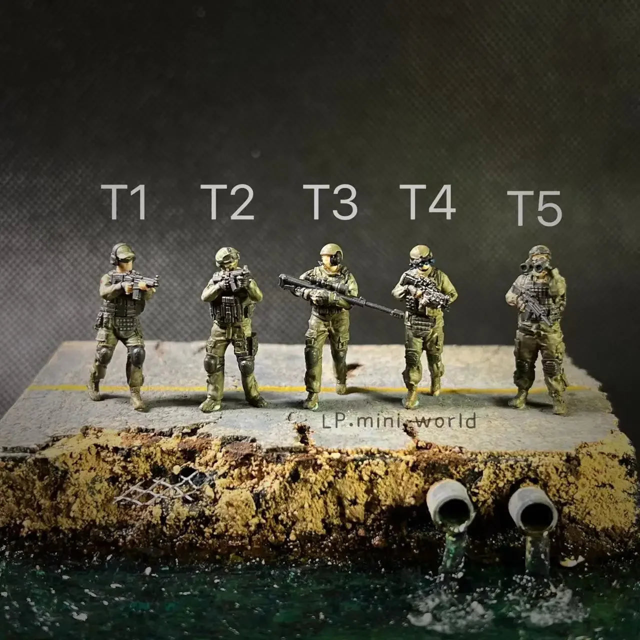 LP.Mini World Diorama 1/64 Scale Figurines Model Armed Counter Terrorism Series Collection Miniature Hand-painted