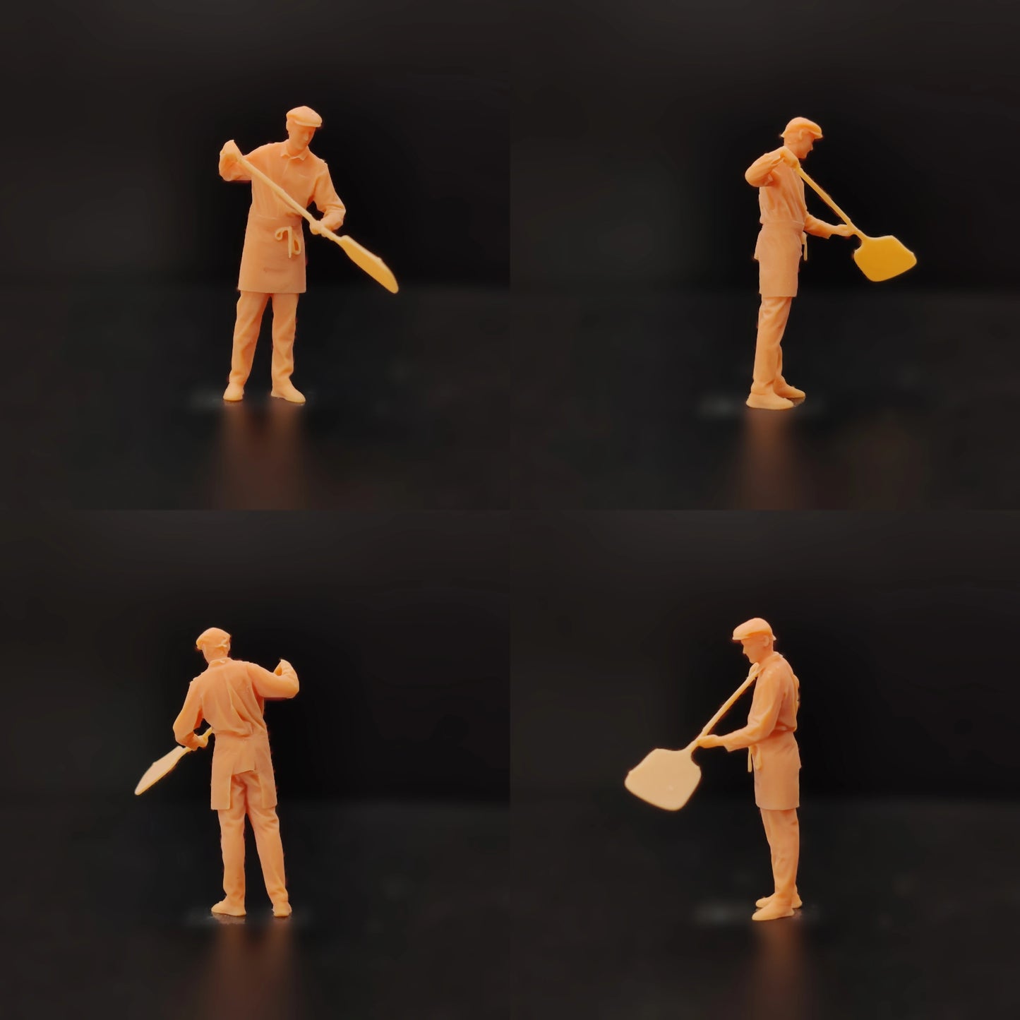 1/64 1/43 Scale Model Resin Chef Frying Pan with Shovel Uncolored Miniature Diorama Hand-painted T628 T629