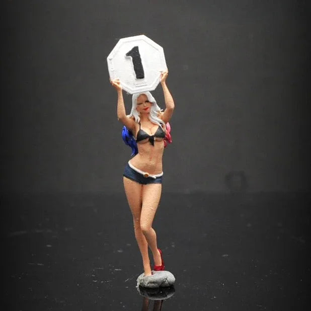 LP.Mini World Diorama 1/64 Scale Figurines Model Racing Ring Girl Collection Miniature Hand-painted