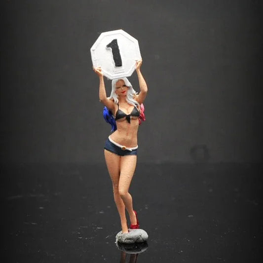 LP.Mini World Diorama 1/64 Scale Figurines Model Racing Ring Girl Collection Miniature Hand-painted