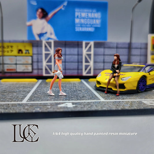 Lucky Studio Diorama 1/64 Scale Figurines Model Car Show Girls Collection Miniature Hand-painted