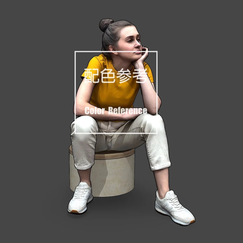 1/64 1/43 Scale Model Resin Sitting Thinking FemaleUncolored Miniature Diorama Hand-painted T213