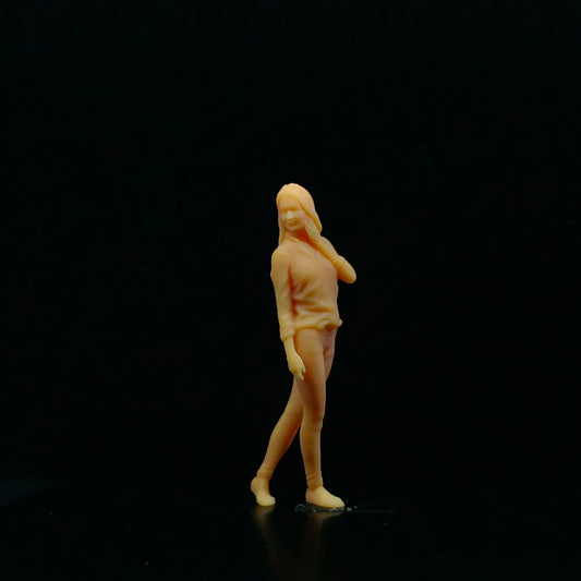 1/64 1/43 Scale Model Resin Turning Around, Looking Back, Smiling WomanUncolored Miniature Diorama Hand-painted T312