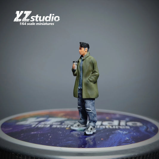 Zz Studio Diorama 1/64 Scale Figurines Model Lazy Coffee Style Handsome Man Collection Miniature Hand-painted