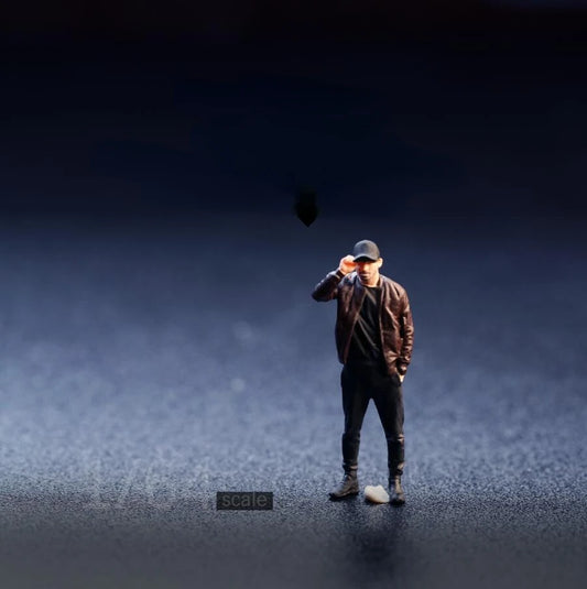 SZ Produced Diorama 1/64 Scale Figurines Model Leather jacket man Collection Miniature Hand-painted